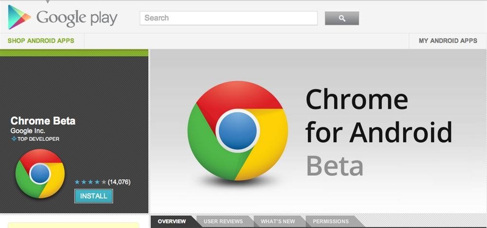 Chrome para Android Beta