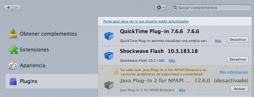 Deshabilitar Java en Firefox
