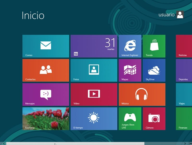 Windows 8 pantalla de inicio