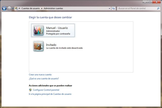 Windows 7 Cuentas de usuario